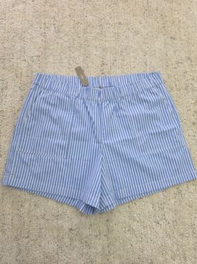 J. Crew XXL Blue and White Striped Flat Front Womens Shorts